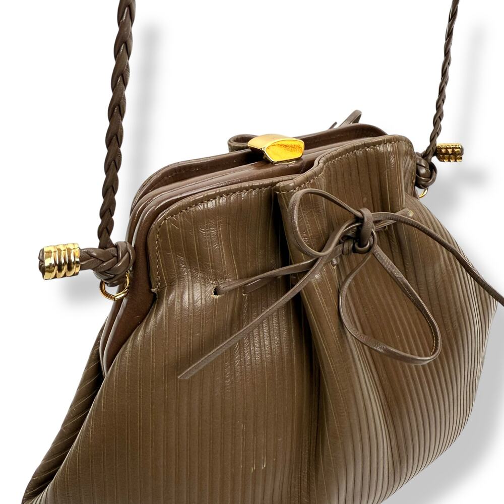 1960's kiss lock taupe striped leather mini purse by CORET MONTREAL CANADA - Picture 11 of 16